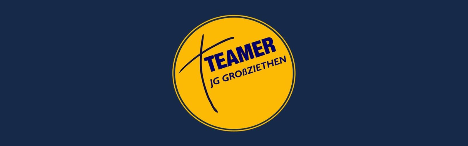 Logo der Jung-Teamer Großziethen mit gelbem Kreis auf blauem Hintergrund